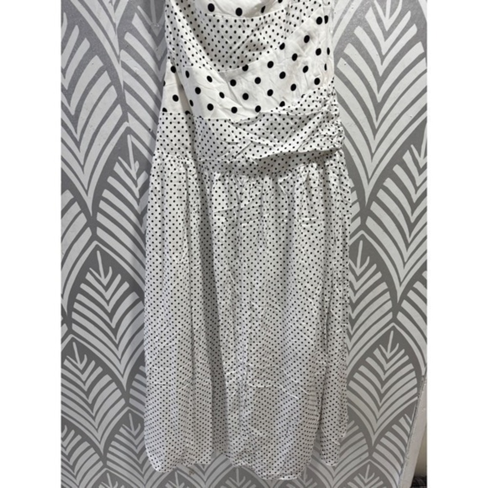Princess Polly Marguerite Polka Dot Halter Maxi Dress Ruched White Black US 4 - Picture 7 of 8